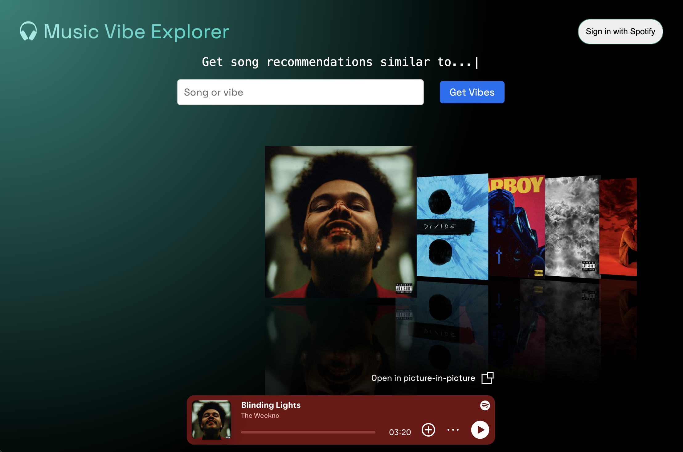 Music Vibe Explorer app